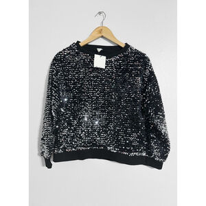 Zara New! Sequin Party Sweatshirt